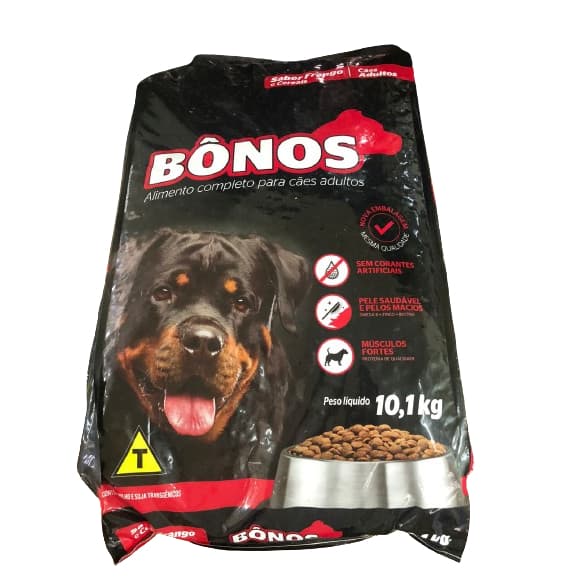 Ração Cachorro Bônos para Cães Adultos Sabor Frango e Cereais 10,1 Kg