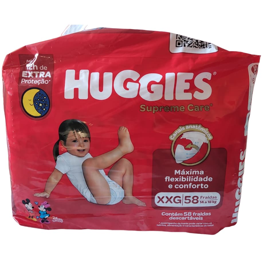 Pacote De Fralda Descartável Huggies Supreme Care Disney XXG 58 Unid.
