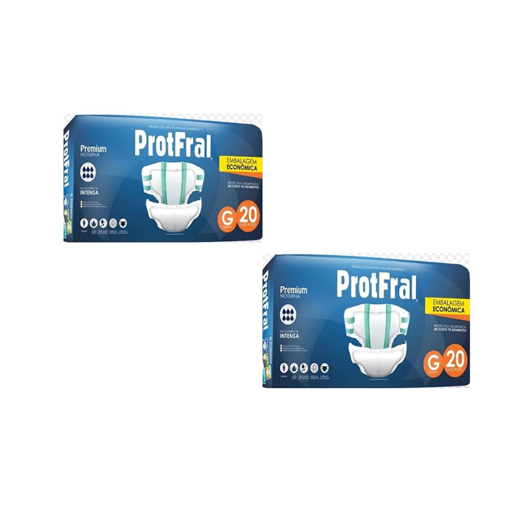 Fralda geriátrica Protfral Premium Noturna ( Kit com 2 pacotes de 20 unidades)