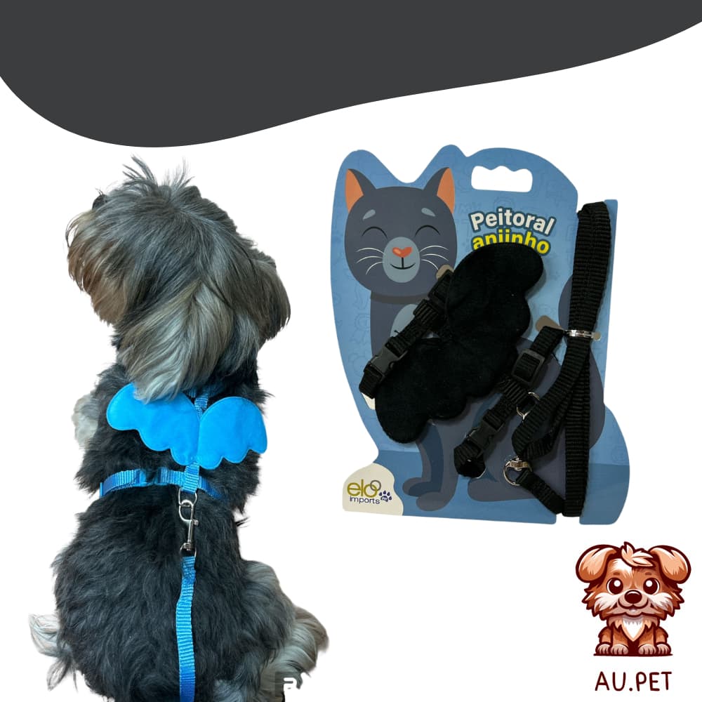 Guia Peitoral de Anjinho para Cachorros e Gatos – Conforto, Segurança e Estilo para seu Pet Guia com Asas