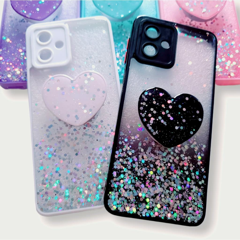 Capa Capinha anti impacto para Motorola Moto G14 / Moto G54 / Moto G84 com suporte de coração
