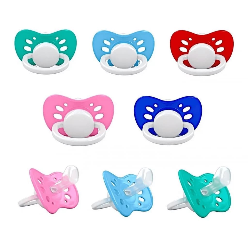 Kit 2 Chupetas Premium Bico Ortodôntico Silicone Ventiladas