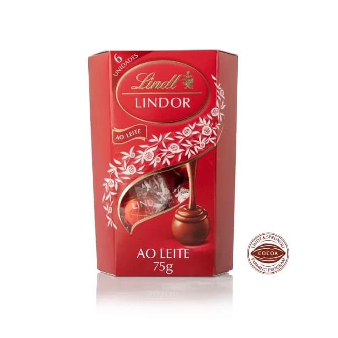 Bombom Lindt Importado Chocolate Suíço Ao Leite Cremoso Caixa 75g