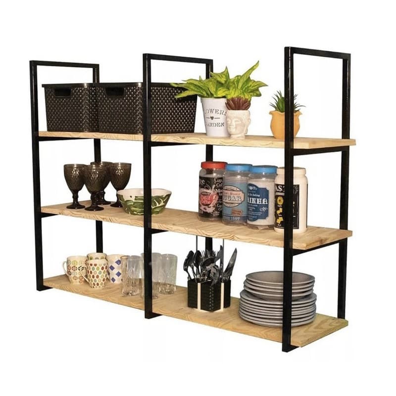 3 suportes prateleira tripla estilo industrial parede teto cor preto fosco