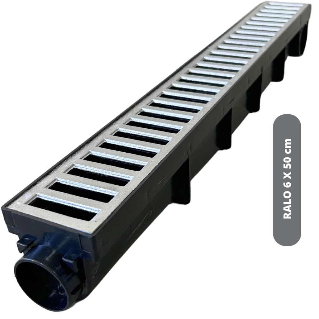 Ralo Linear 6x50cm Grelha Alumínio Com Caixa Coletor Sifonado De Água pluvial