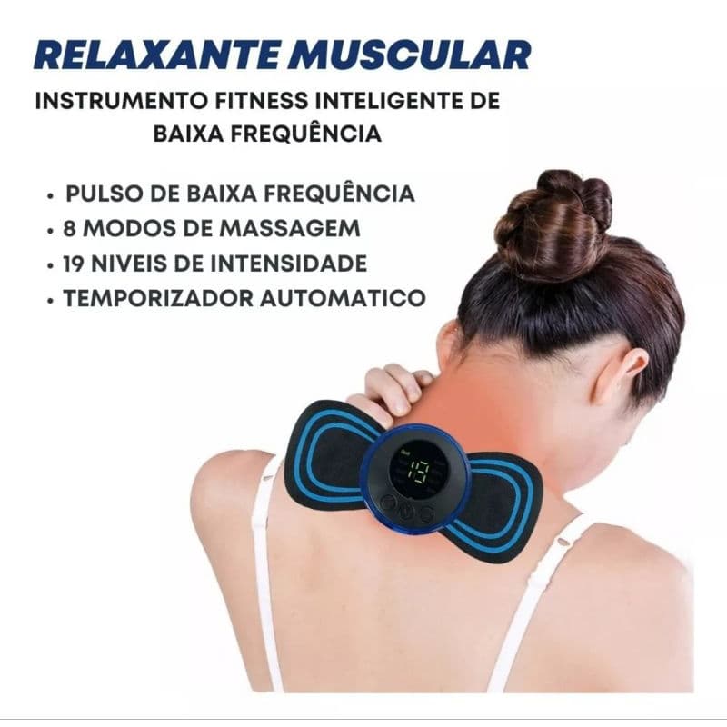MASSAGEADOR PORTATIL ELÉTRICO RECARREGÁVEL RELAXANTE MUSCULAR ALIVIA DOR COLUNA PESCOÇO