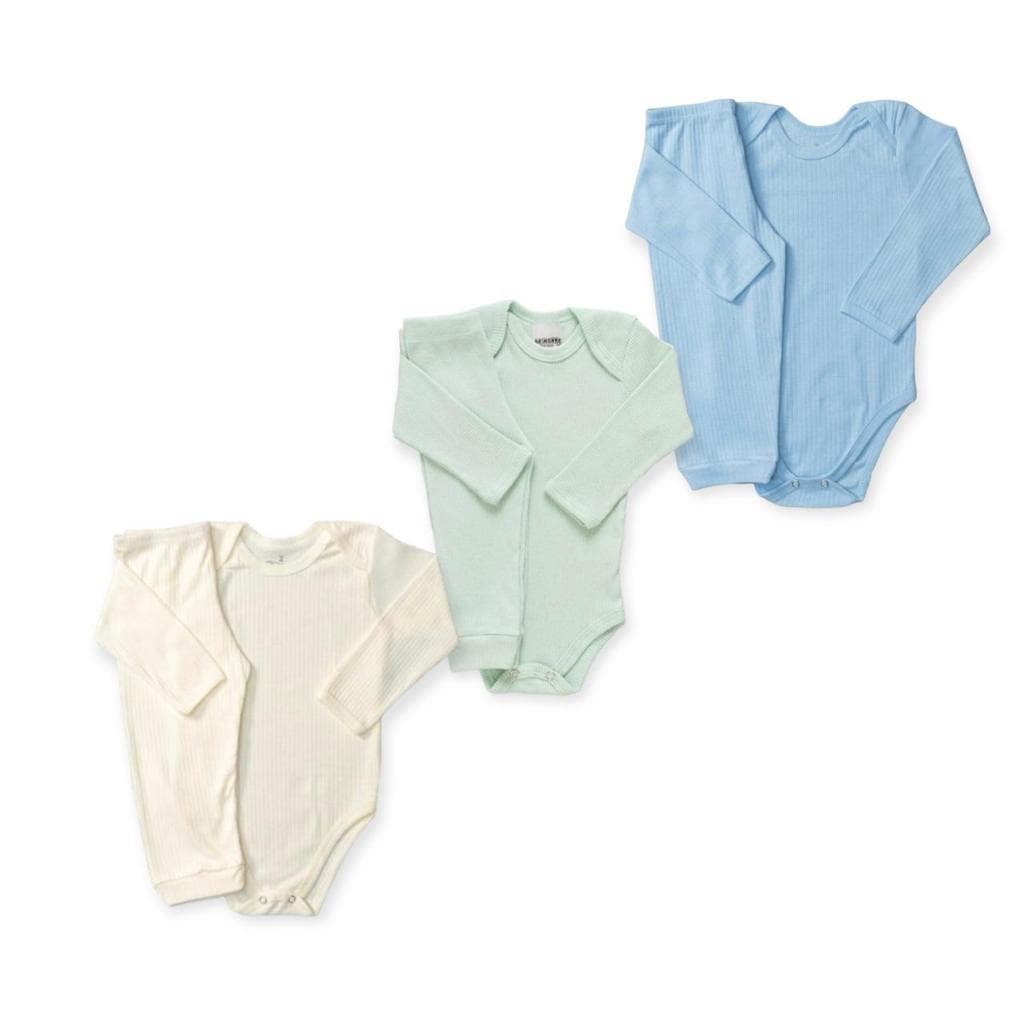 Kit 6 peças body Mijão enxoval bebê Tecido Canelado - Conjunto para bebê recém nascido Menino/ Neutro