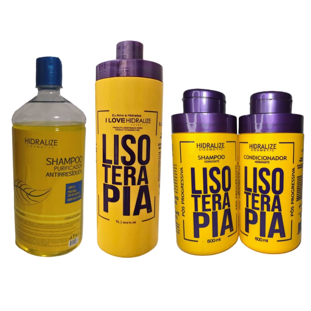 Kit Hidralize Progressiva Alisamento Gloss Sem Formol Lisoterapia Shampoo Pre Química Anti Residuos e Pôs Química Hidratante