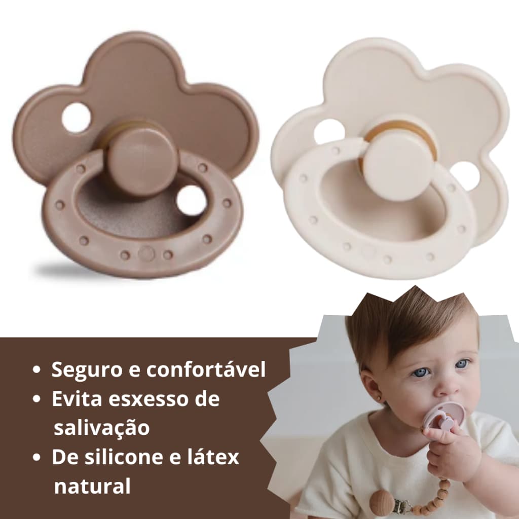Chupeta Bebê Neutra Pequena Látex Natural e Silicone Seguro