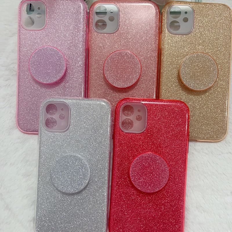 capinha brilho / Capinha para celular glitter com pop socket para iPhone 7/8 7p/8p 11 12 13 14 15