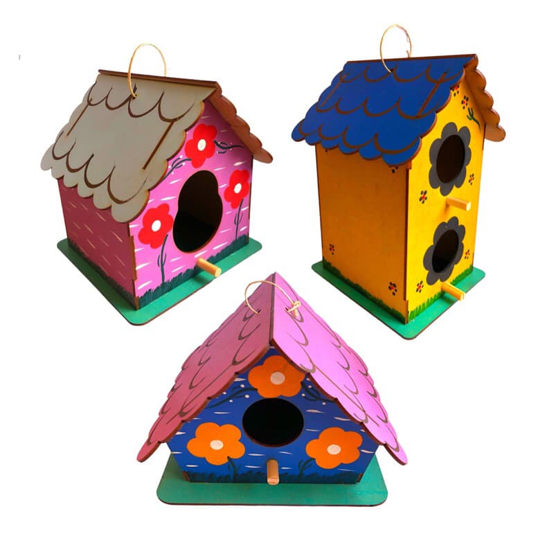 Casa de Passarinho Artesanal 3 Unidades Kit Ninho
