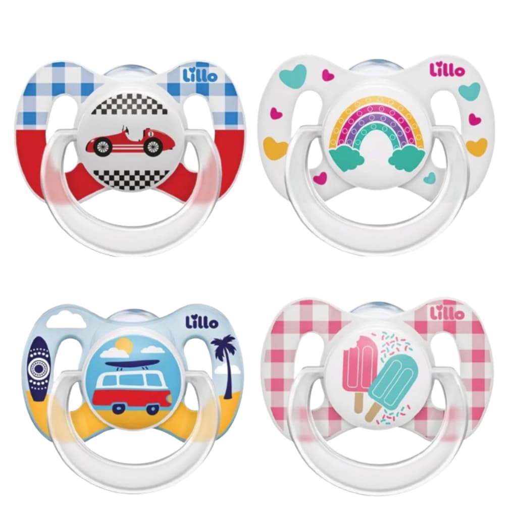 Chupeta Lillo Funny +6 Meses Bico de Silicone Bordas Arredondadas e Ventilação Extra