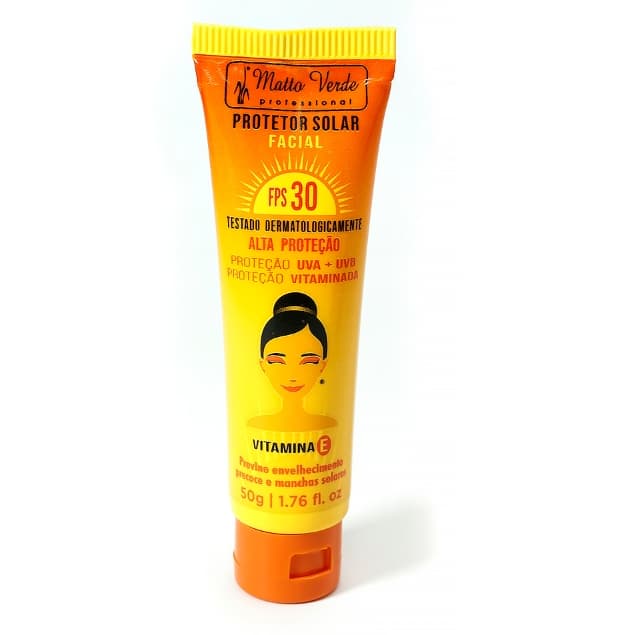 Protetor solar Facial FPS 30 Uva UVB, Vitamina E Previne envelhecimento precoce Manchas, Matto Verde