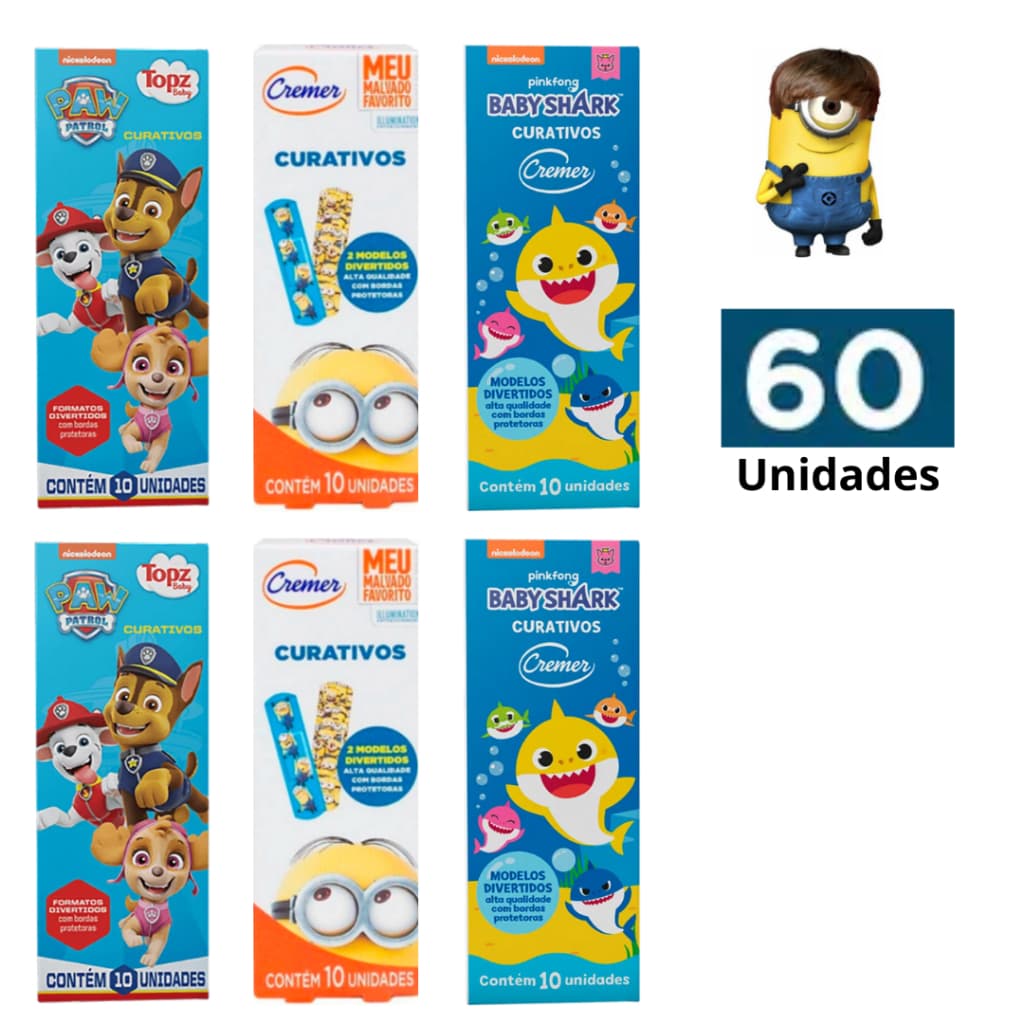 Kit com 60 Unidades de Curativo infantil