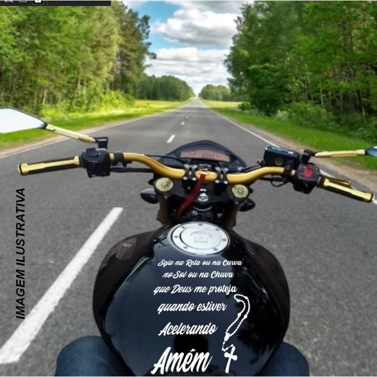 Adesivo Moto Frase Seja na Reta ou na Curva Que Deus me Proteja Tanque da Moto 20x20cm Grau