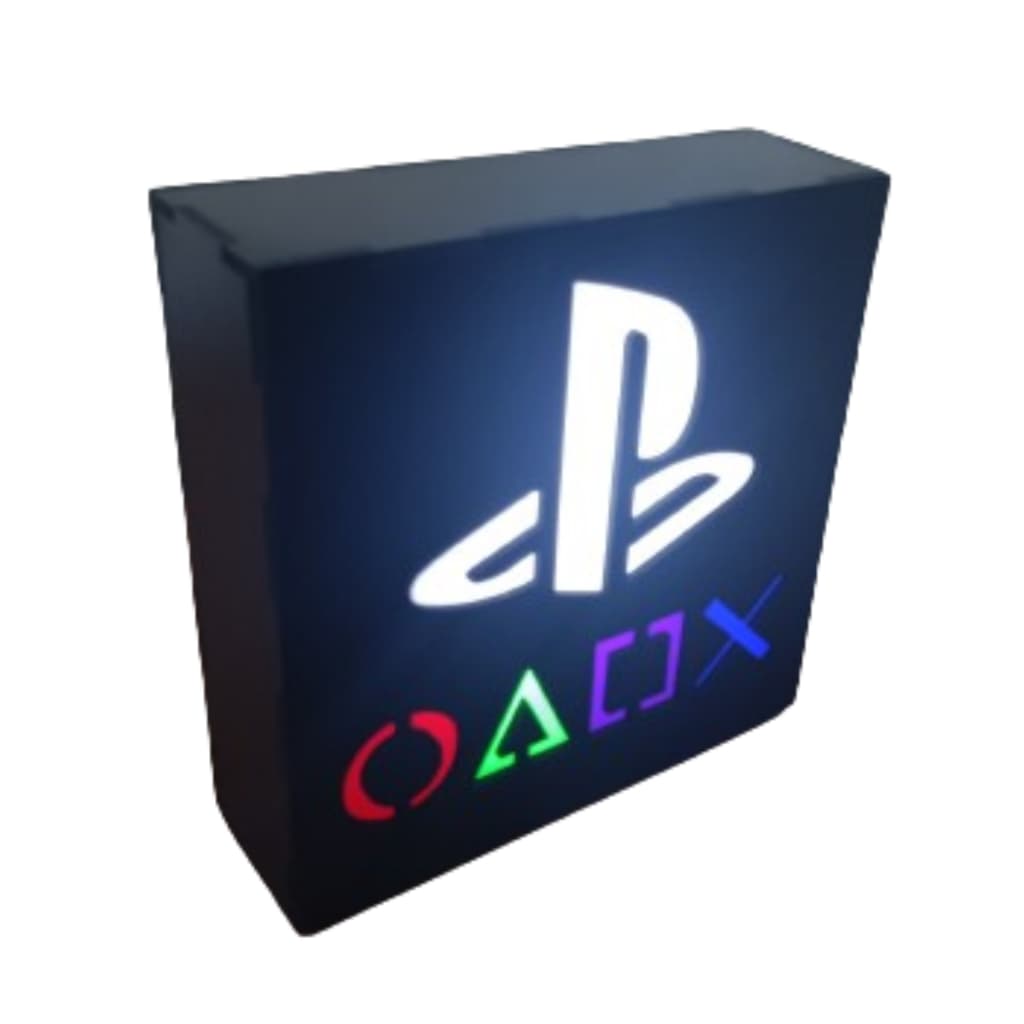 Luminária PLAYSTATION 16x16 Abajur de mesa LED Gamer Geek MDF PSN Símbolos LED