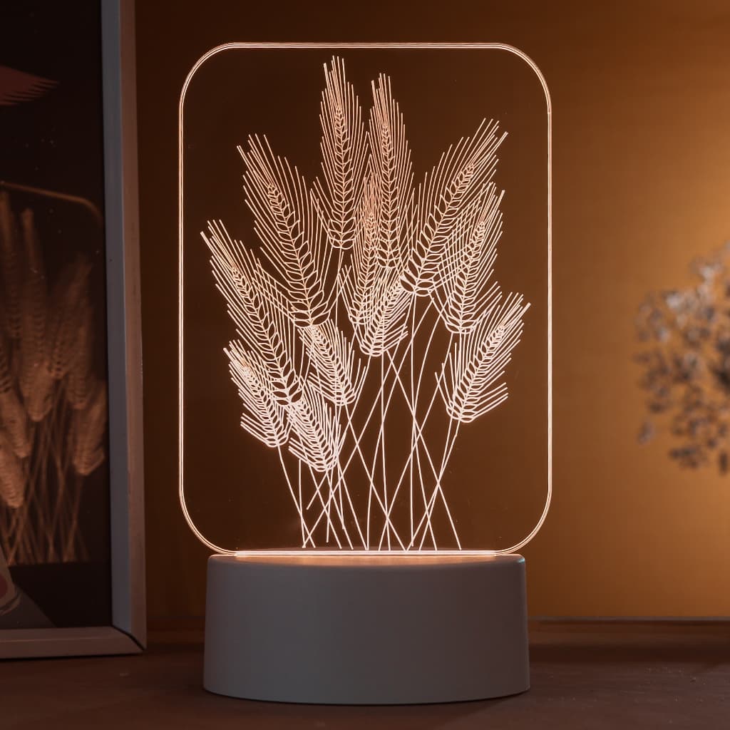 Luminária LED 3D de Mesa / Luz Noturna Presente Criativo / Decoração - trigo, planta
