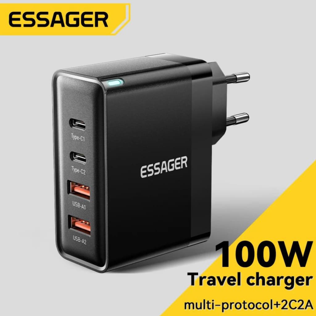 Carregador de Celular Parede Tomada Carga Rápida 100w USB Tipo C Original Essager - C/ NF