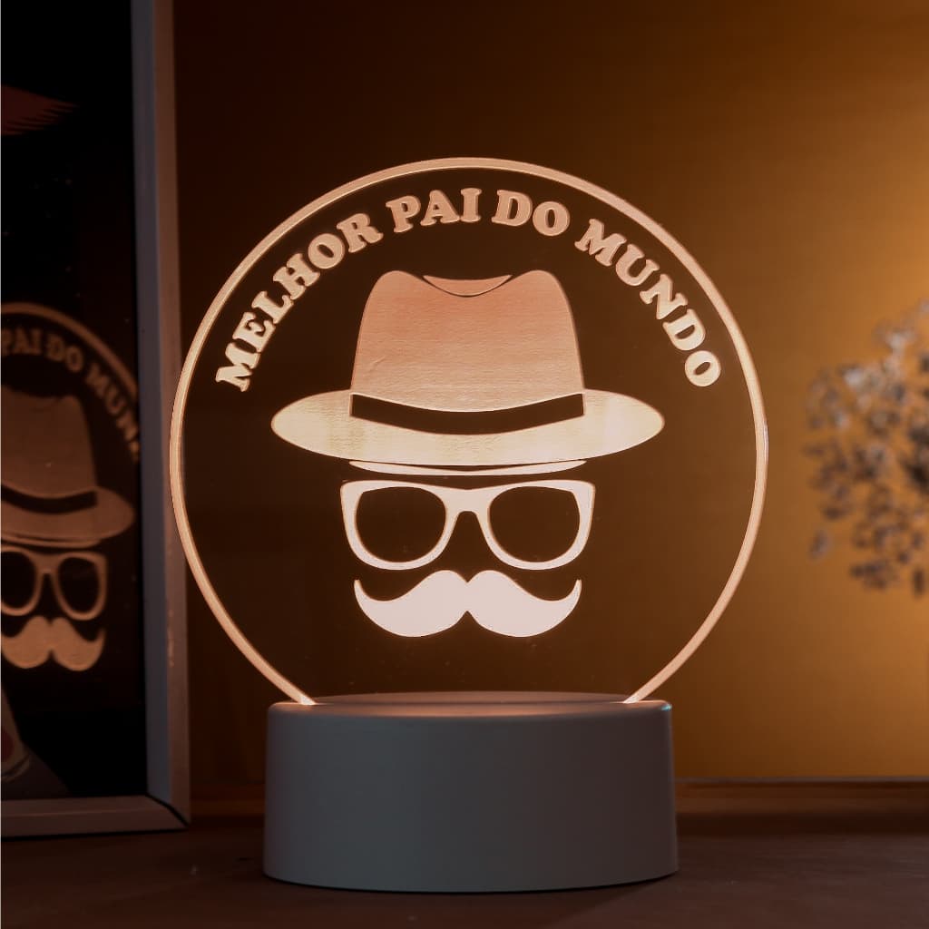 Luminária LED 3D de Mesa / Luz Noturna Presente Criativo / Decoração - melhor pai do mundo, dia dos pais