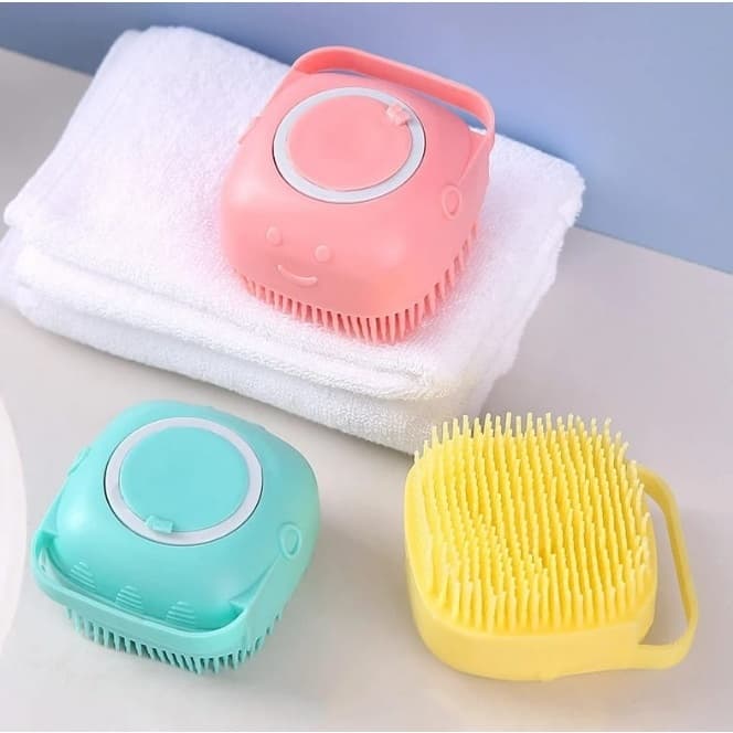 Oferta Esponja Escova De Silicone Para Banho Com Dispenser Shampoo Sabonete Crianças Adultos e Pets Multicolorido