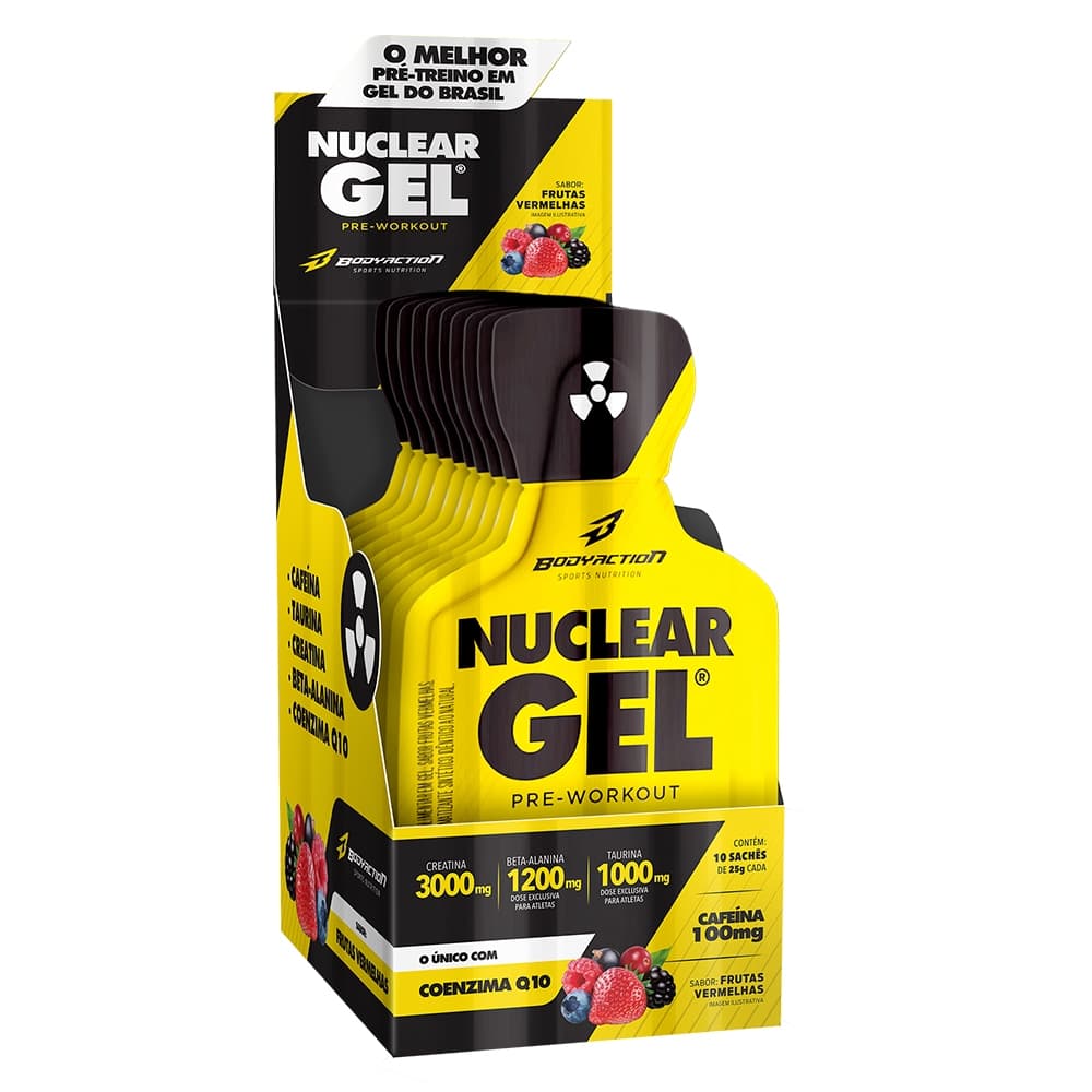 Pré Treino Nuclear Rush Gel - Display com 10 Sachês - Bodyaction