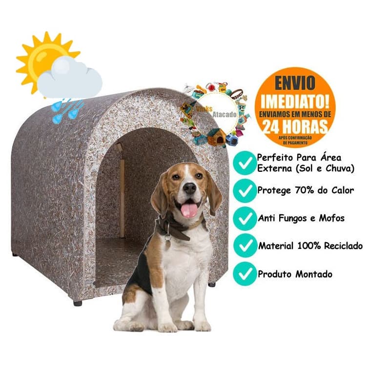 Casinha de Madeira Ecologica Reciclada N3 Para Cachorro Cães Casa Pet Casinha Numero 3 Tamanho 3 Porte Médio