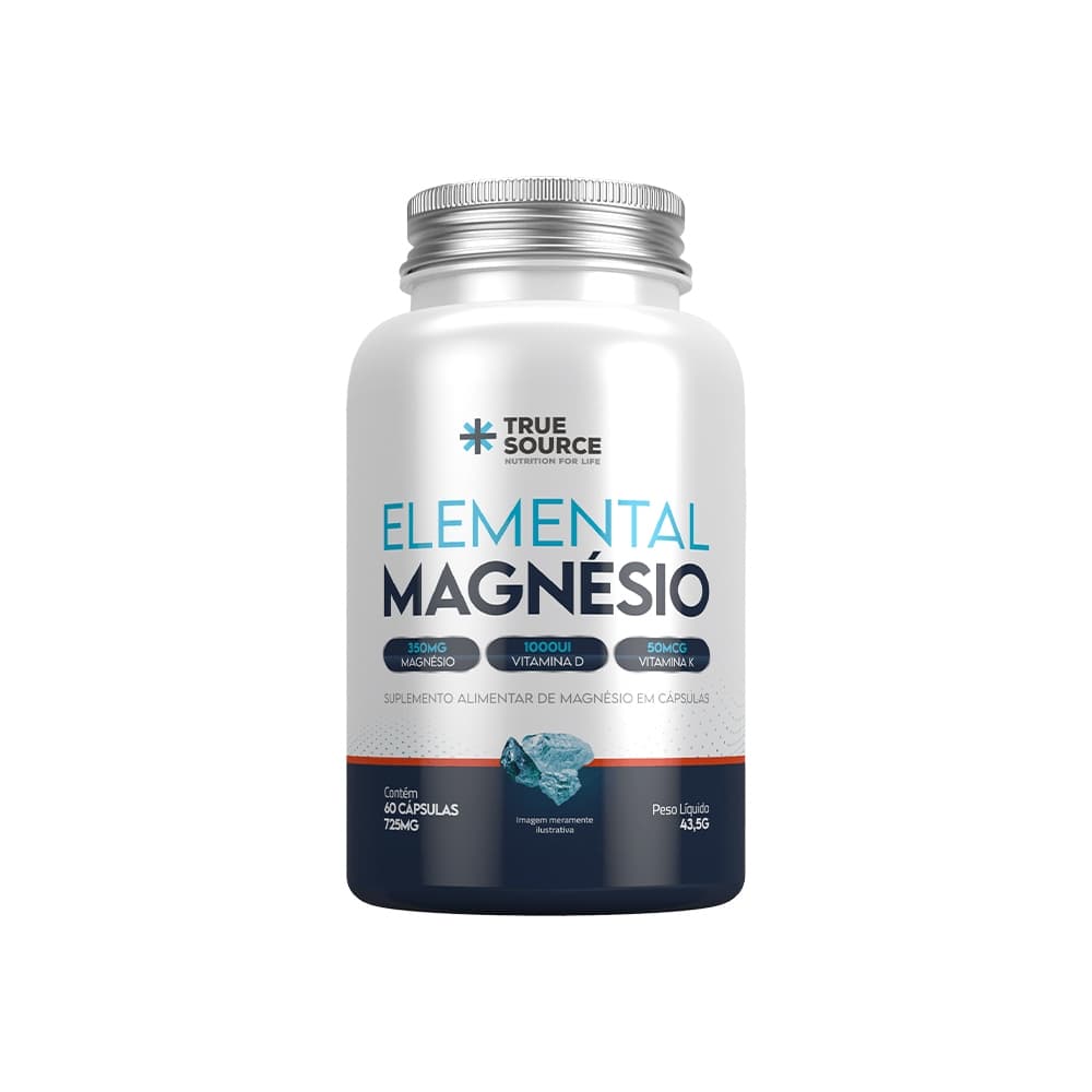 Elemental Magnésio (com Vitamina K e Vitamina D) - 60 Cápsulas - True Source