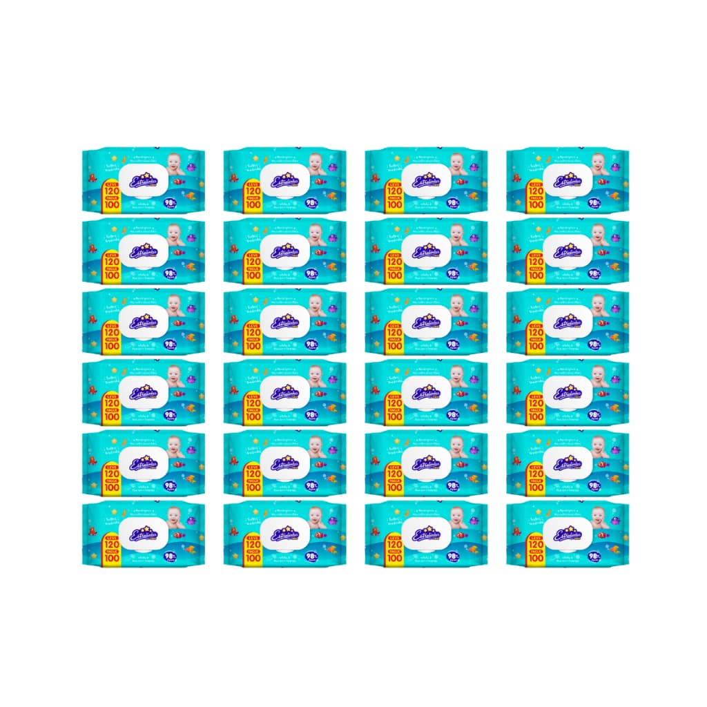 Kit 24 Toalhas Umedecidas Estrelinhas 2880FLS