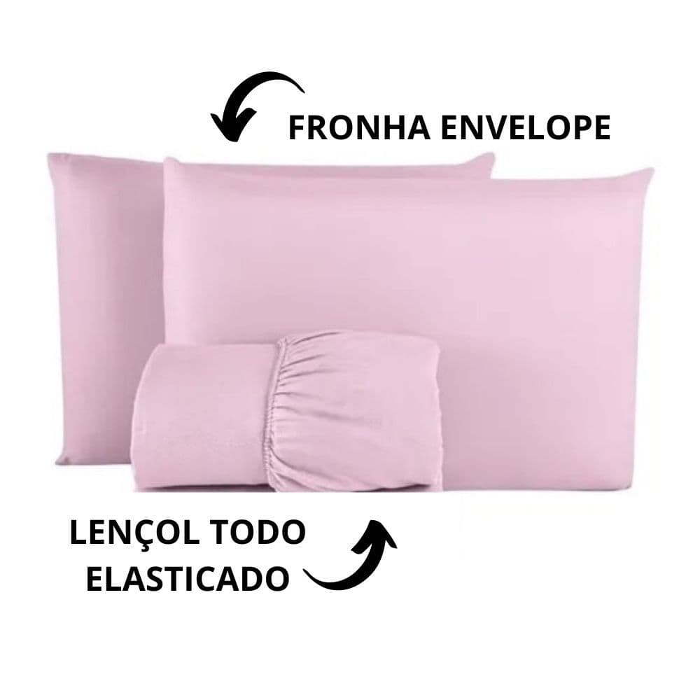 Jogo Cama Lençol Casal Queen c/ Elástico Solteiro Casal Toque Macio Percal 400 Fios 02 e 03 Peças
