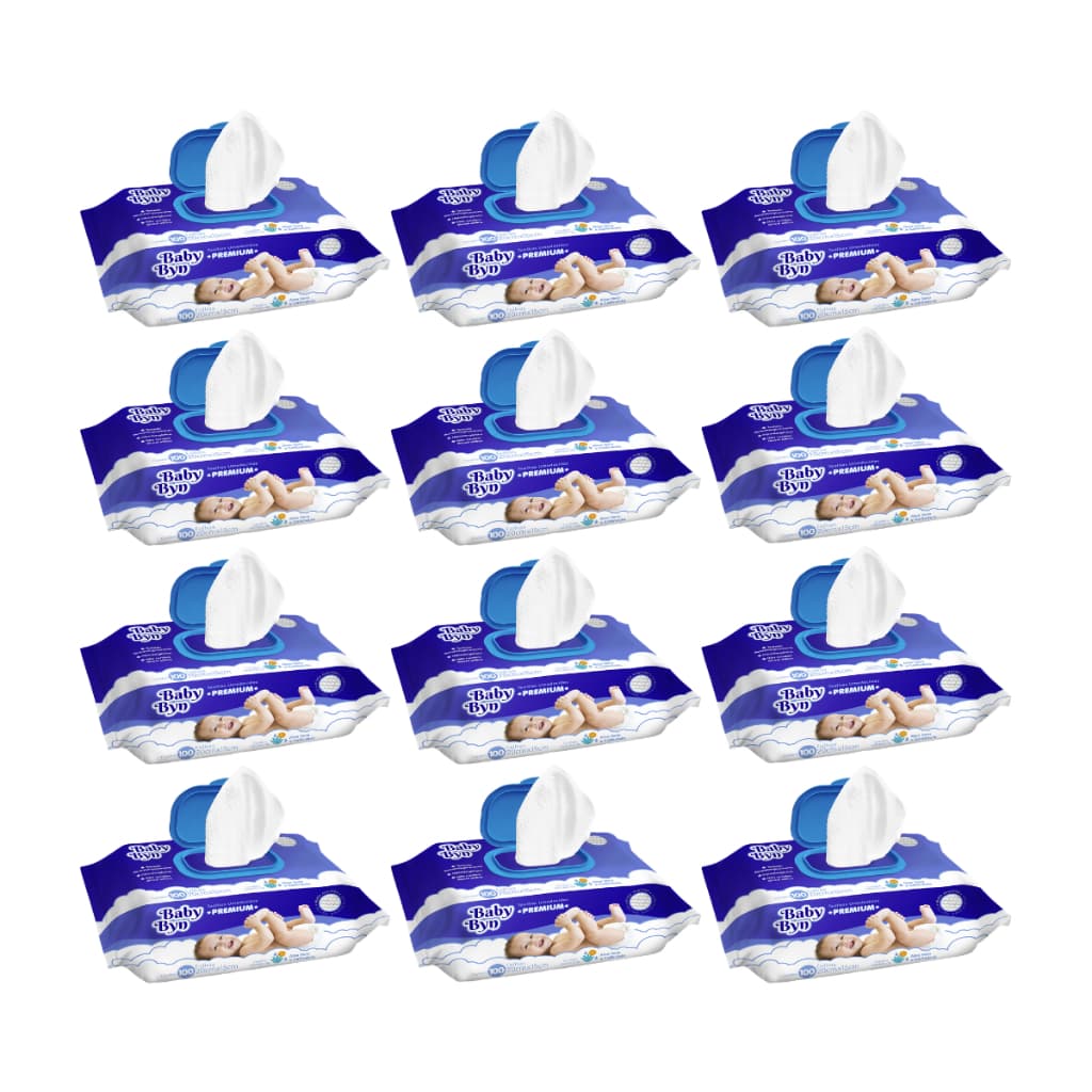 TOALHA UMEDECIDA BABY BYN KIT1200 (12PCTS X 100FLS)