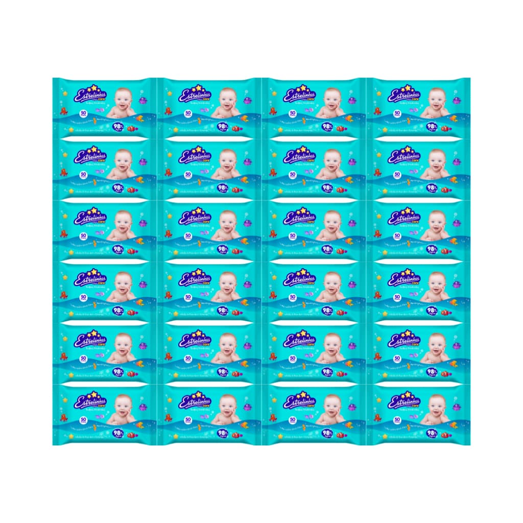 TOALHA UMEDECIDA ESTRELINHAS KIT 1200 (24PCTS X 50 FLS)