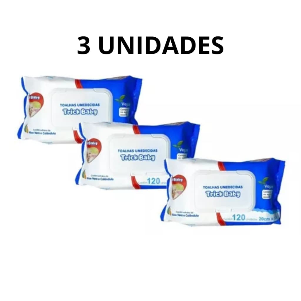 Toalha Umedecidas Trick Baby  360 Folhas (  Kit 3 PCTS 120 Cada Um)
