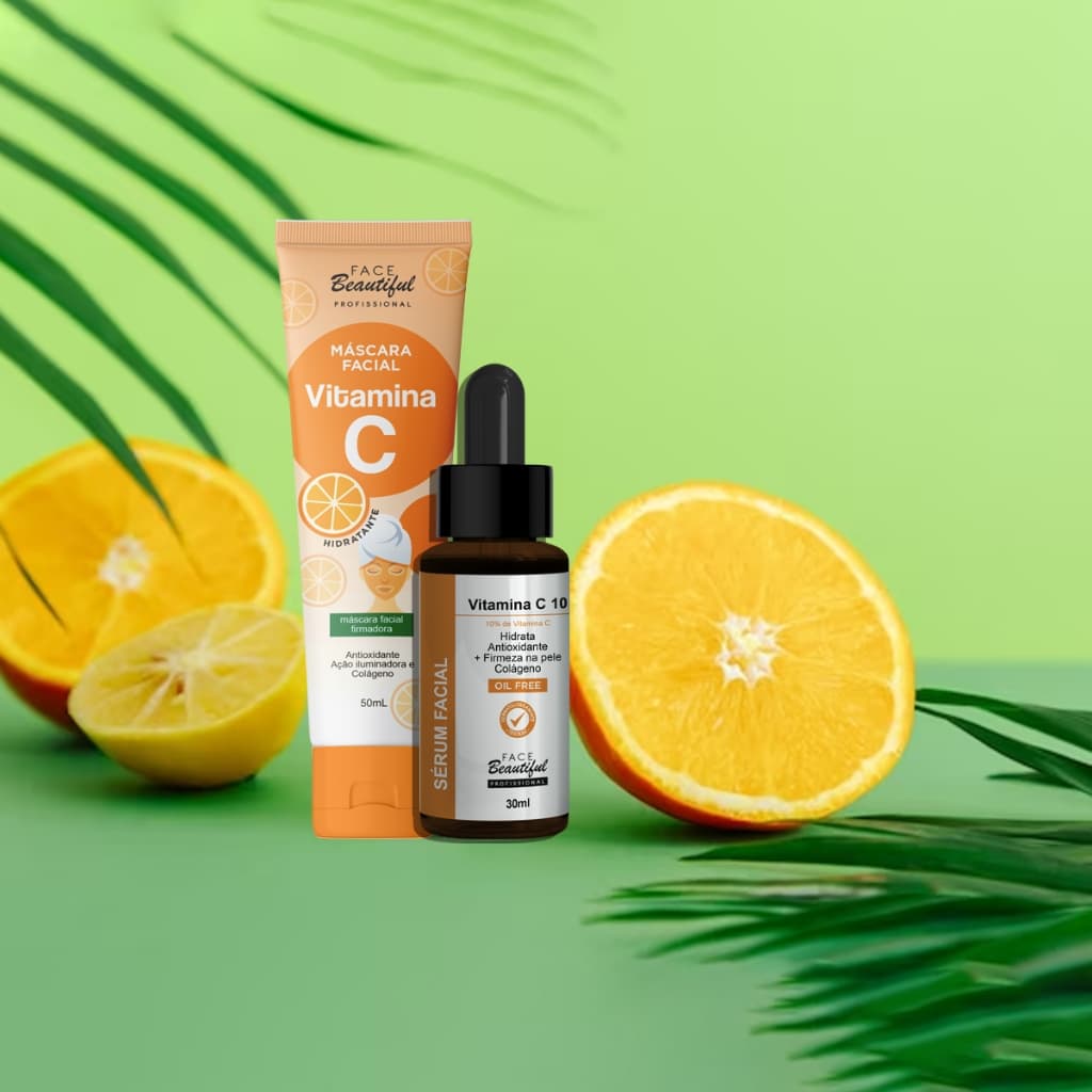 KIT Vitamina C para Skin Care com Bisnaga Hidratante e Serum