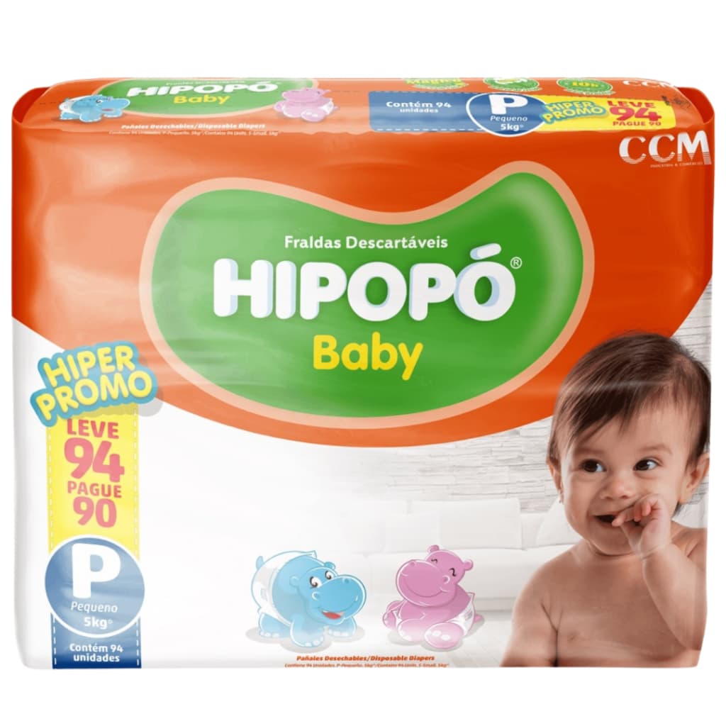 Fralda Descartável infantil Hipopo Baby Hiper