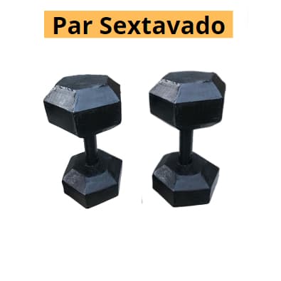Par  de Halter 5 kg Sextavado de Concreto  - 5kg Pesos de academia
