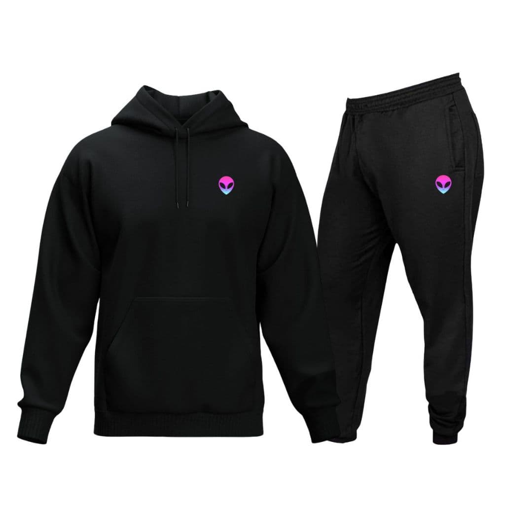 Conjunto Blusa de Moletom + Calça de Moletom Masculino Alien, Estilo Casual Confortável
