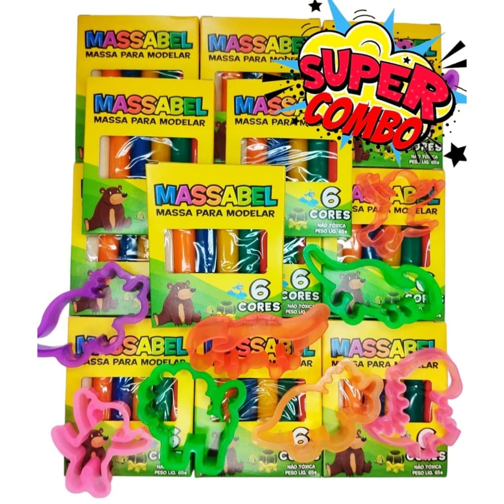 30 Cx Massinha De Modelar + 90 Forminhas Cortador Moldes Forminha Biscoito P/ Lembrancinha kit Festa
