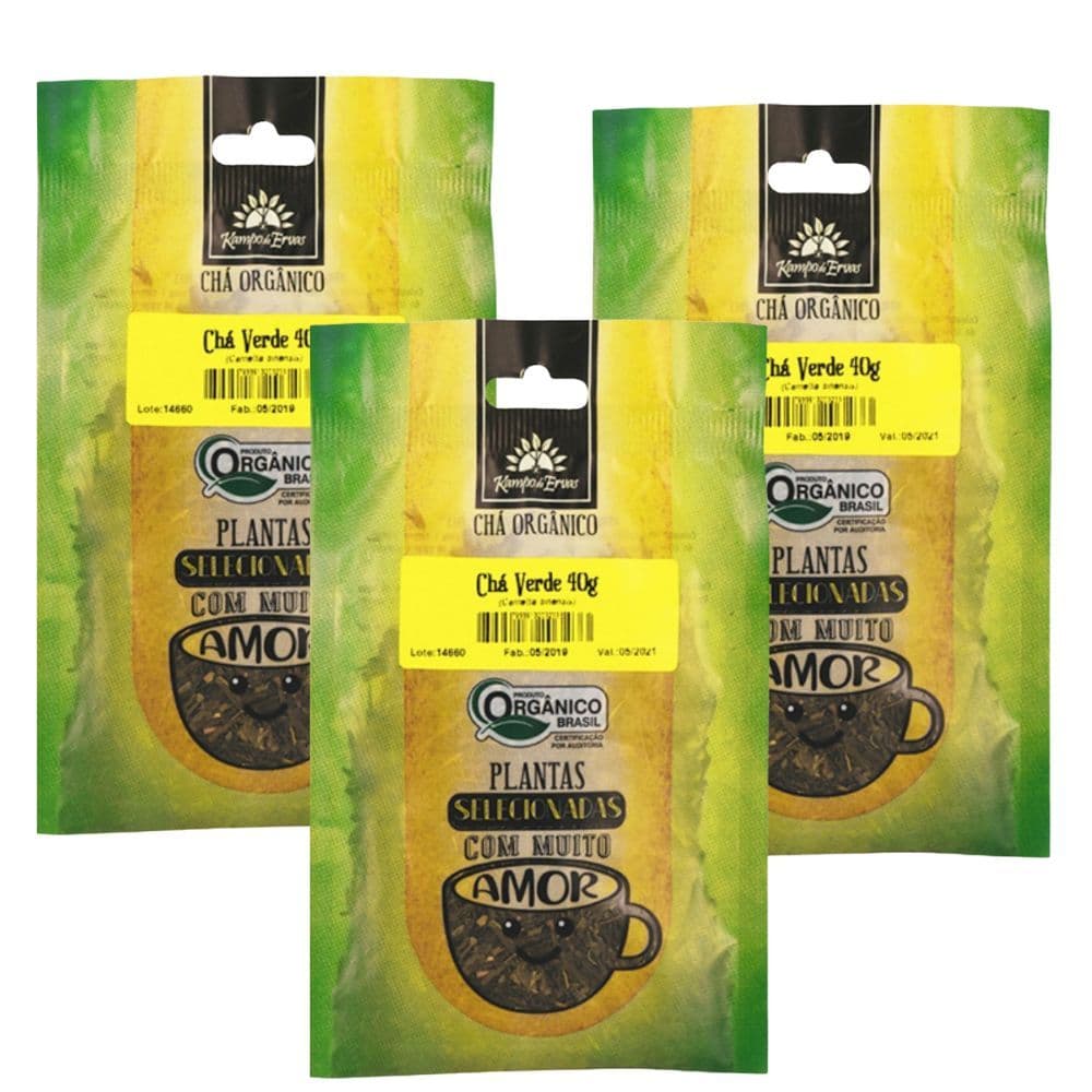 Kit 3 Chá Verde Orgânico Kampo de Ervas das Folhas 3 und 40g cada