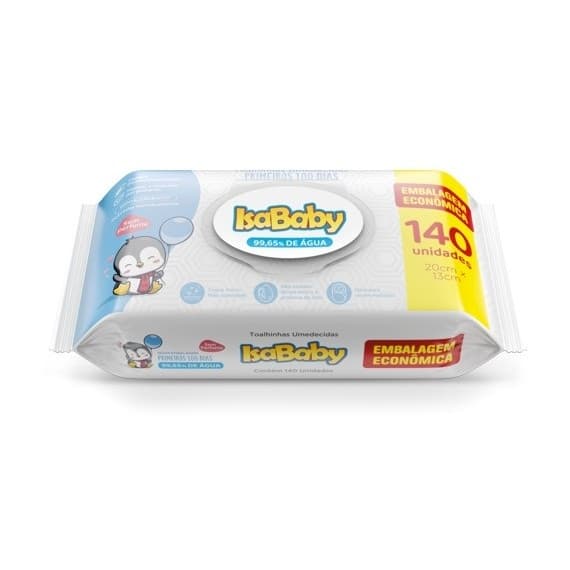 Toalha Umedecida Infantil Flip Top Primeiro 100 Dias Isababy 140 Unidades