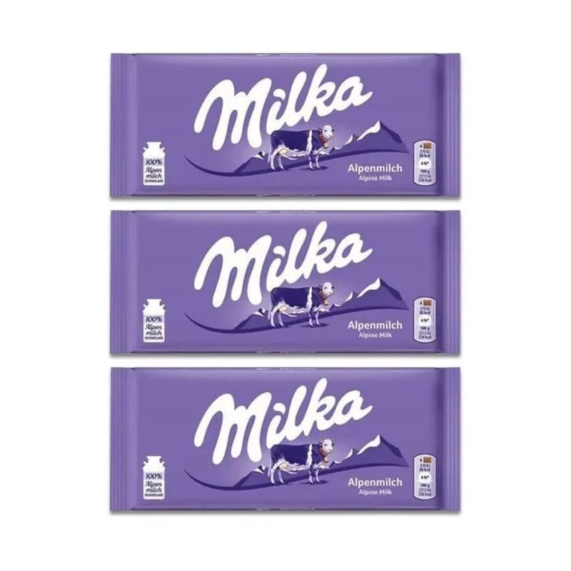 Kit C/ 3 Unid. Chocolate Ao Leite Importado Milka 100 G