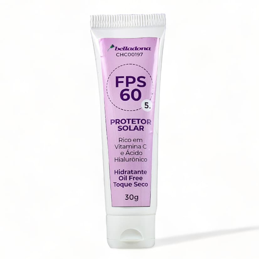 Protetor Solar FPS 60 30g Rico em Vitamina C e Ácido Hialurônico - Belladona Essentials