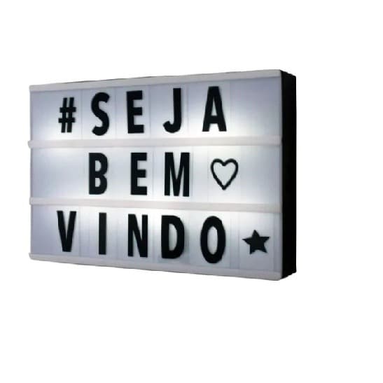 Luminária Cinema Light Box Led A5 96 Letras Números Ícones