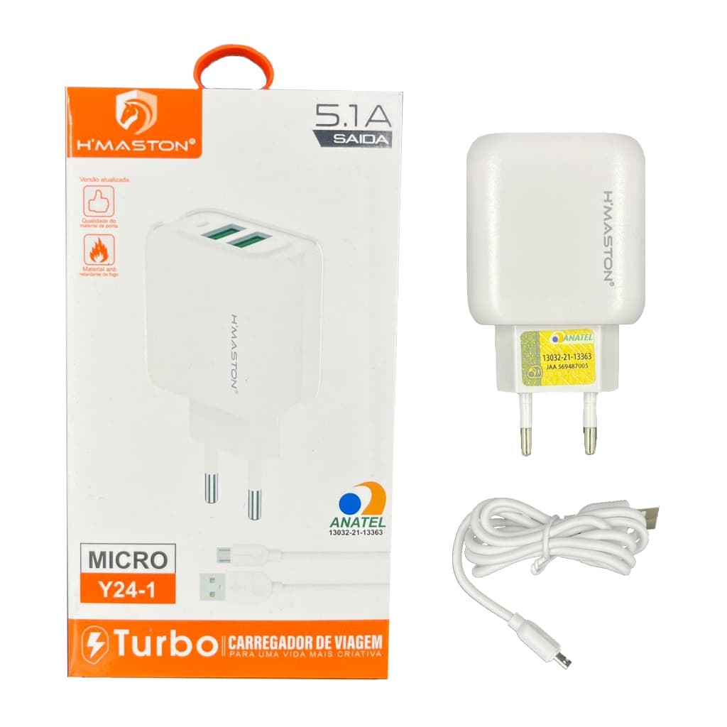 Kit 5/10pcs Carregadores 5.1A V8 Micro TIPO C Lightning Carga Rápida Hmaston