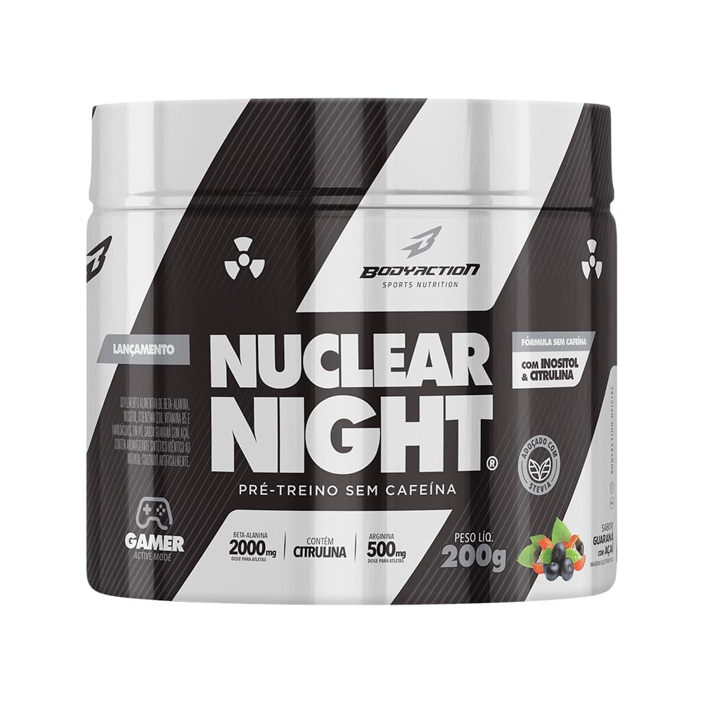 Pré Treino Nuclear Night Sem Cafeína Pote 200g - Bodyaction