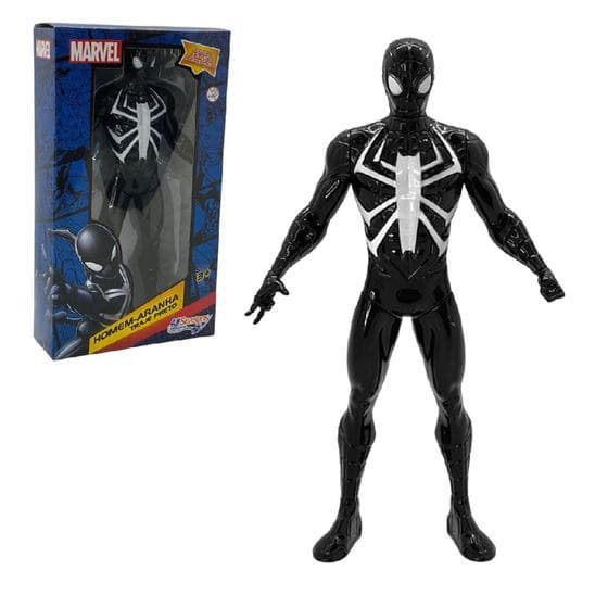 Boneco Homem Aranha Traje Preto Marvel Semi Articulado 22 cm de Altura