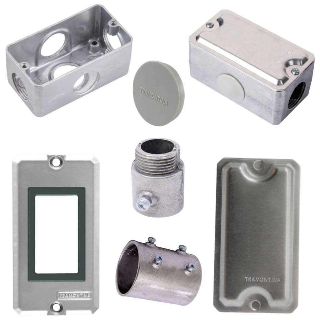 Caixa Múltipla para Condulete X Alumínio 3/4 25mm - Tramontina Unidut, Placa, Caixa, Conector Curvo