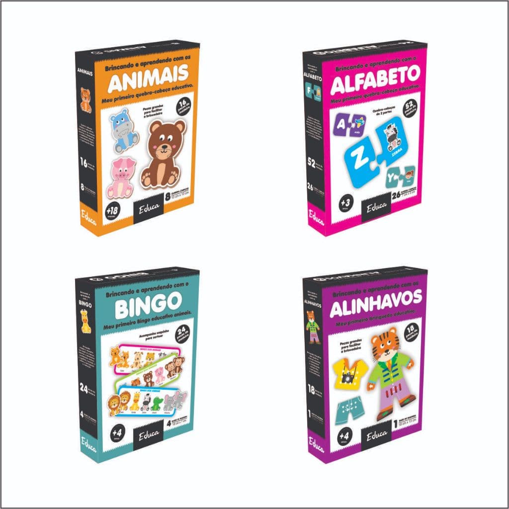Jogos Pedagógicos Alfabetização Educativos de madeira Pré Escolar