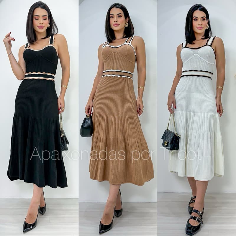 Vestido Feminino Tricot Modal Vestido Midi Elegante Final de Ano Vestido Delicado