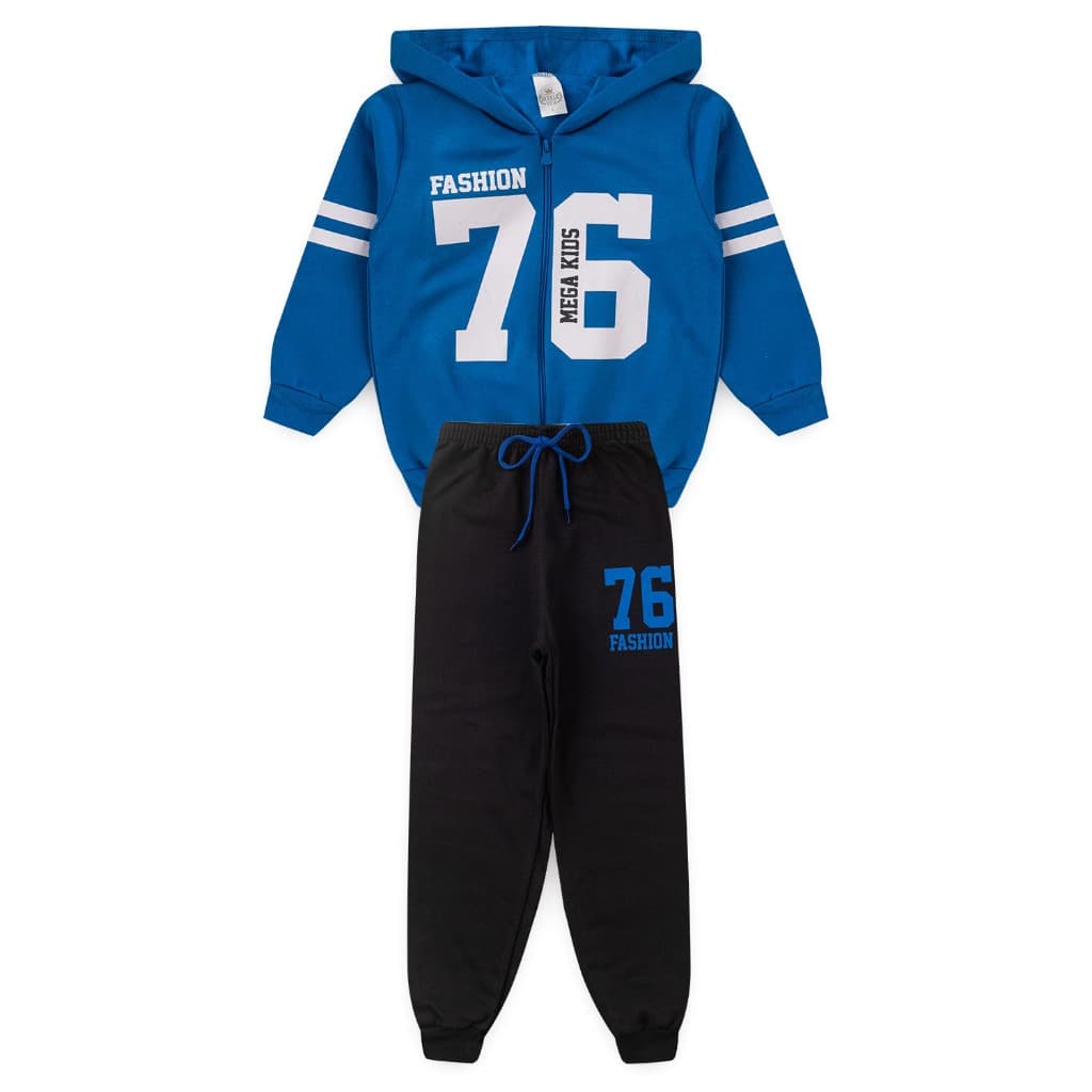 Conjunto Moletom Peluciado Infantil Masculino Fashion 76 - Royal