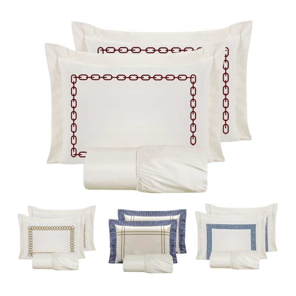 Jogo de Cama Queen Size Algodão 180 Fios 03 Peças Luck Jogo de Lençol Casal Queen